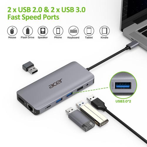 Acer 12-in-1 Type-C Dongle Bedraad USB 3.2 Gen 1 (3.1 Gen 1) Type-C Zilver - Image 3
