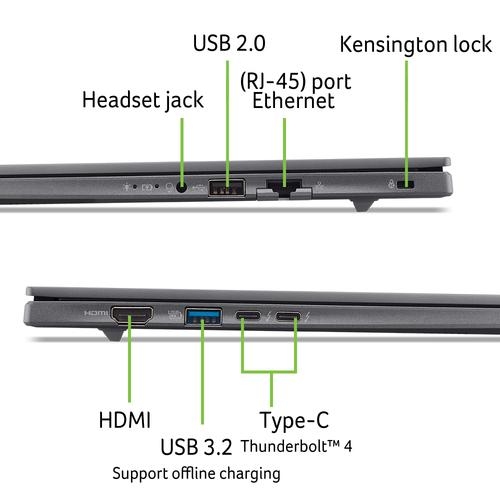 Acer TravelMate X4 14 AI TMX414-51-TCO-53GC Copilot+ PC Intel Core Ultra 5 226V Laptop 35,6 cm (14") WUXGA 16 GB LPDDR5x-SDRAM 1 TB SSD Wi-Fi 7 (802.11be) Windows 11 Pro Grijs - Image 6