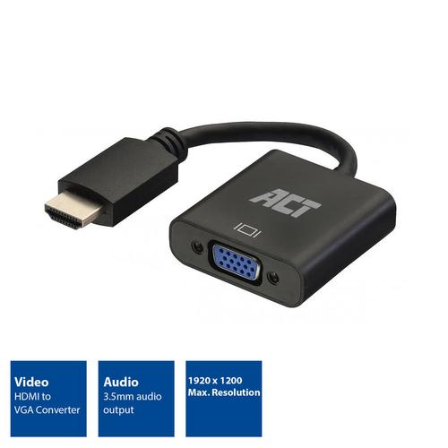 ACT 0,15 meter HDMI-A male naar VGA female adapter, met audio - Image 2