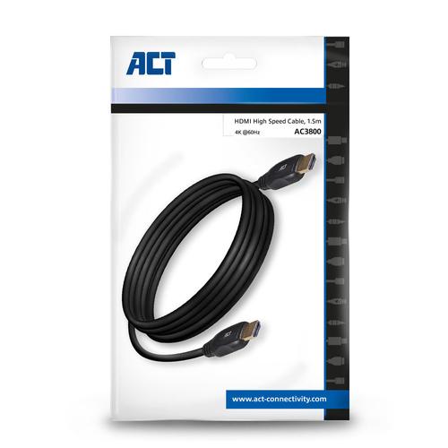 ACT 1,5 meter HDMI High Speed video kabel v2.0 HDMI-A male - HDMI-A male - Image 4