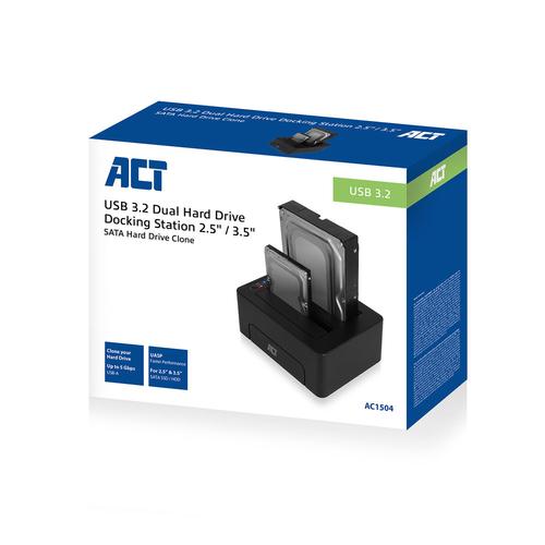 ACT 2,5" en 3,5" SATA dual HDD/SSD dockingstation, USB 3.2 Gen1 - Image 7