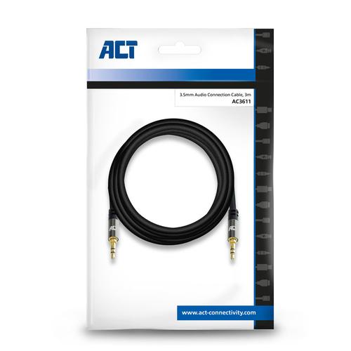 ACT 3 meter High Quality stereo audio aansluitkabel 3,5 mm stereo jack male - male - Image 3