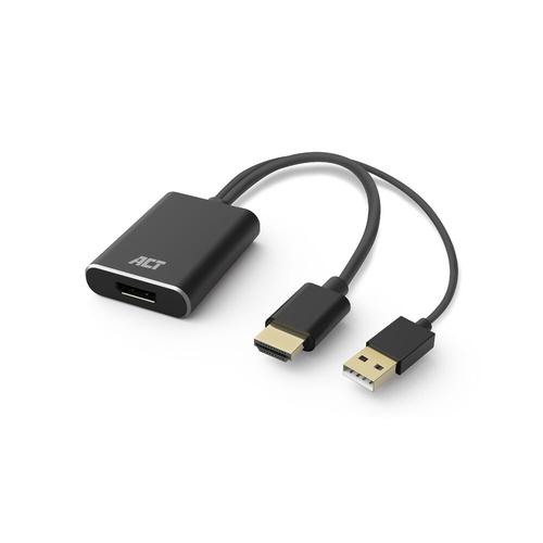 ACT AC7536 video kabel adapter 0,24 m HDMI + USB DisplayPort Zwart - Image 1