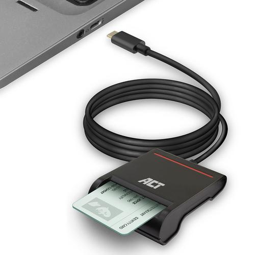 ACT Externe USB-C Smartcard eID Kaartlezer, zwart - Image 1