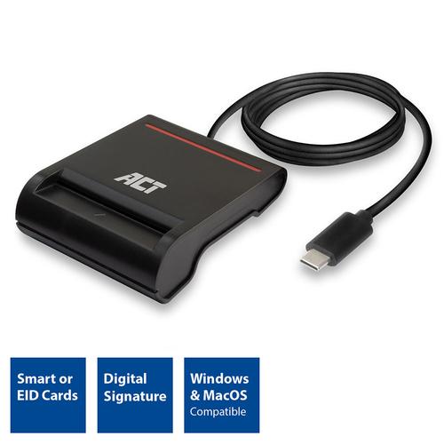 ACT Externe USB-C Smartcard eID Kaartlezer, zwart - Image 2