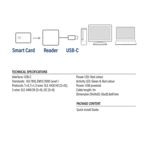 ACT Externe USB-C Smartcard eID Kaartlezer, zwart - Image 5