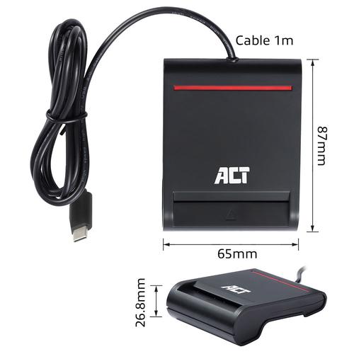 ACT Externe USB-C Smartcard eID Kaartlezer, zwart - Image 6