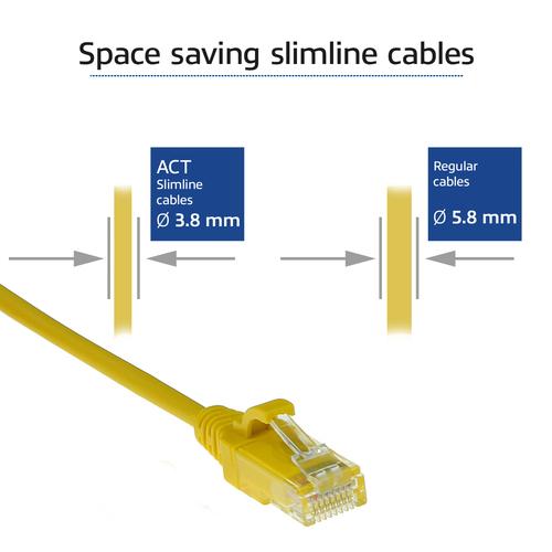 ACT Gele 1 meter LSZH U/UTP CAT6 datacenter slimline patchkabel snagless met RJ45 connectoren - Image 3