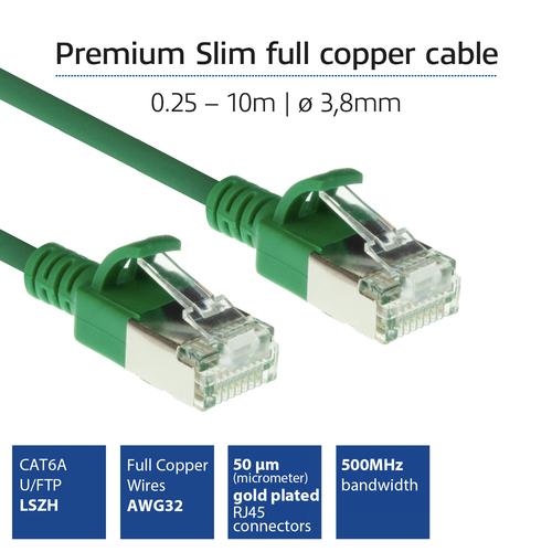ACT Groene 1 meter LSZH U/FTP CAT6A datacenter slimline patchkabel snagless met RJ45 connectoren - Image 2