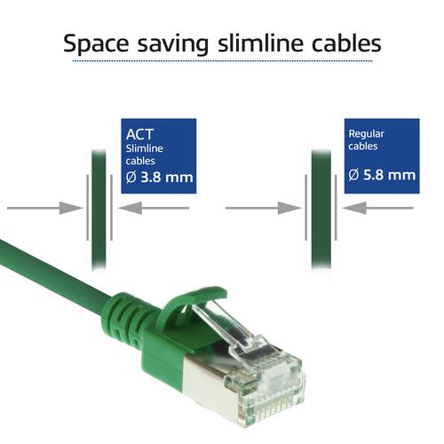 ACT Groene 1 meter LSZH U/FTP CAT6A datacenter slimline patchkabel snagless met RJ45 connectoren - Image 3