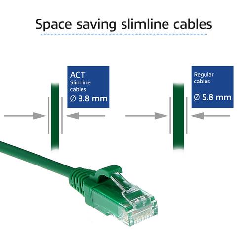 ACT Groene 2 meter LSZH U/UTP CAT6 datacenter slimline patchkabel snagless met RJ45 connectoren - Image 3