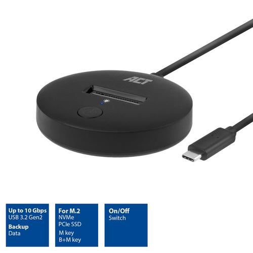 ACT M.2 NVMe/PCIe SSD dockingstation, USB-C 3.2 Gen2 - Image 2