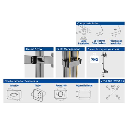 ACT Monitorarm 27" office, crossbar, 2 schermen, eenvoudig in hoogte verstelbaar - Image 10