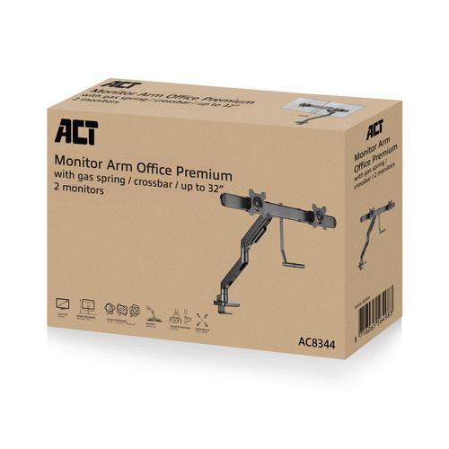 ACT Monitorarm 32" office premium, gasveer, crossbar, 2 schermen - Image 5