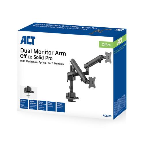 ACT Monitorarm 35" office solid pro, mechanische veer, 2 schermen - Image 9