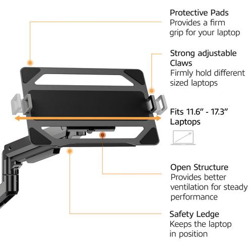 ACT Monitorarm 49" met laptophouder office premium, gasveer, paalbevestiging, 1 scherm - Image 7