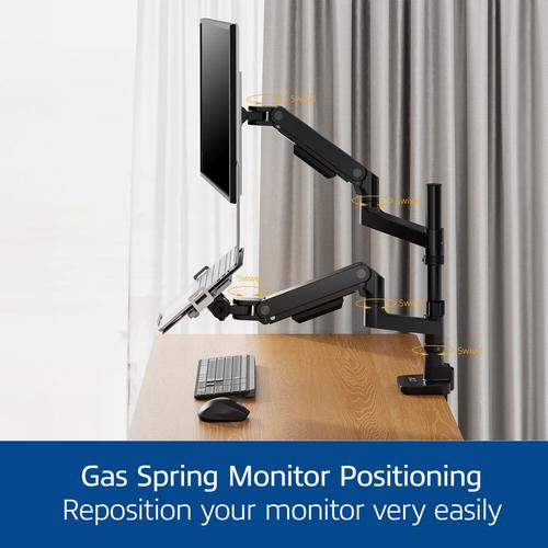ACT Monitorarm 49" met laptophouder office premium, gasveer, paalbevestiging, 1 scherm - Image 9