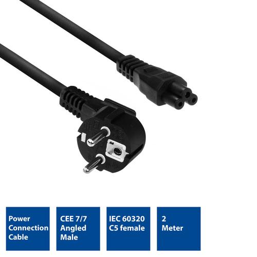 ACT Netsnoer CEE7/7 male (haaks) - C5 zwart 2 m - Image 2