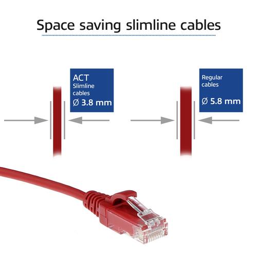 ACT Rode 2 meter LSZH U/UTP CAT6 datacenter slimline patchkabel snagless met RJ45 connectoren - Image 3