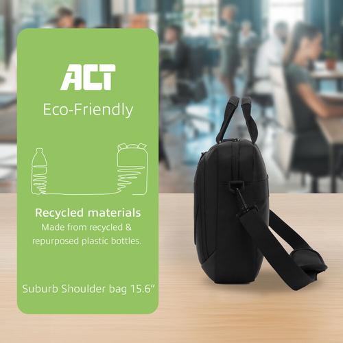 ACT Suburb schoudertas voor laptops tot 15,6", gemaakt van gerecyclede plastic flessen - Image 4