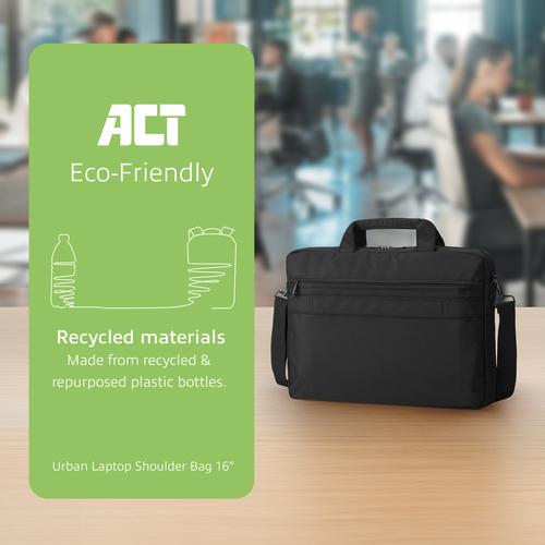 ACT Urban schoudertas voor laptops tot 16”, gemaakt van gerecyclede plastic flessen - Image 2