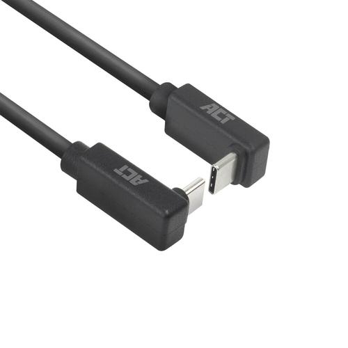 ACT USB 3.0 10Gbps 60W USB Type-C (haaks boven/beneden) naar USB Type-C (haaks boven/beneden) kabel, 2 meter - Image 1