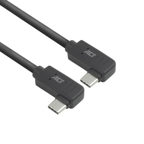 ACT USB 3.0 10Gbps 60W USB Type-C (haaks links/rechts) naar USB Type-C (haaks links/rechts) kabel, 1 meter - Image 1