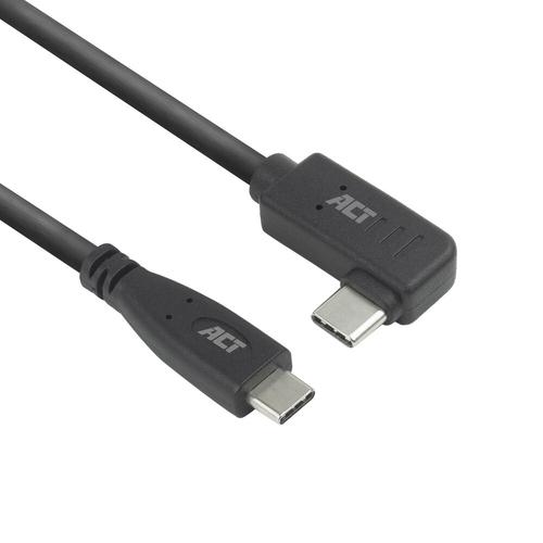 ACT USB 3.0 10Gbps 60W USB Type-C (recht) naar USB Type-C (haaks links/rechts) kabel, 0,5 meter - Image 1