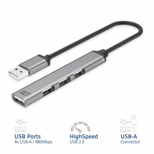 ACT USB-A hub 2.0, 4 poorts USB-A - Image 2