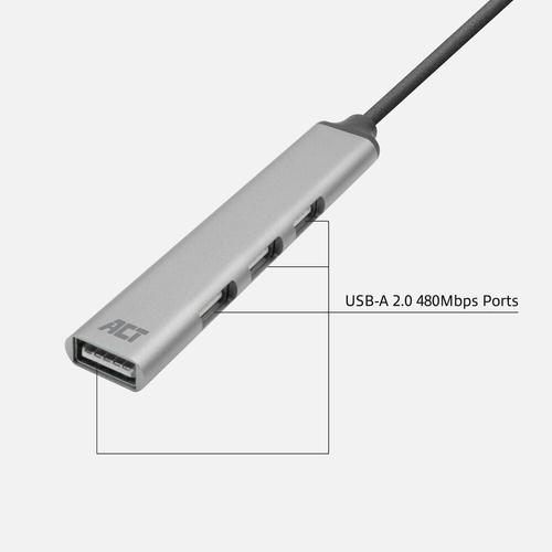 ACT USB-A hub 2.0, 4 poorts USB-A - Image 3