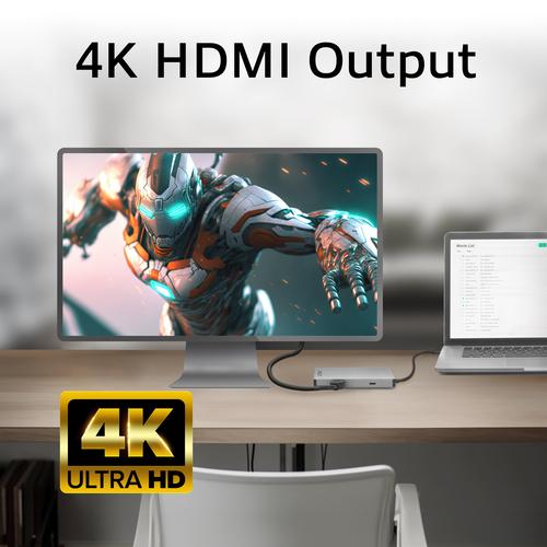 ACT USB-C 4K docking station voor 1 HDMI monitor, ethernet, USB-C, USB-A, cardreader en PD pass-through - Image 2