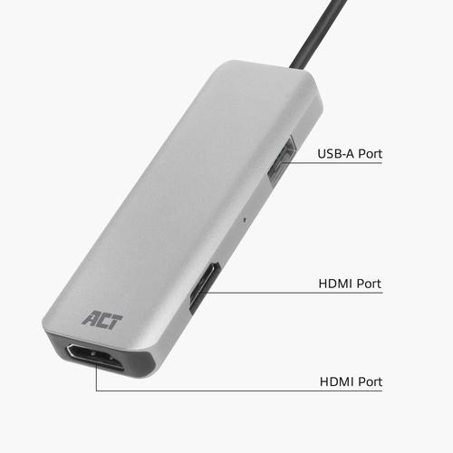 ACT USB-C 4K multiport adapter voor 2 HDMI schermen, USB-A datapoort - Image 3