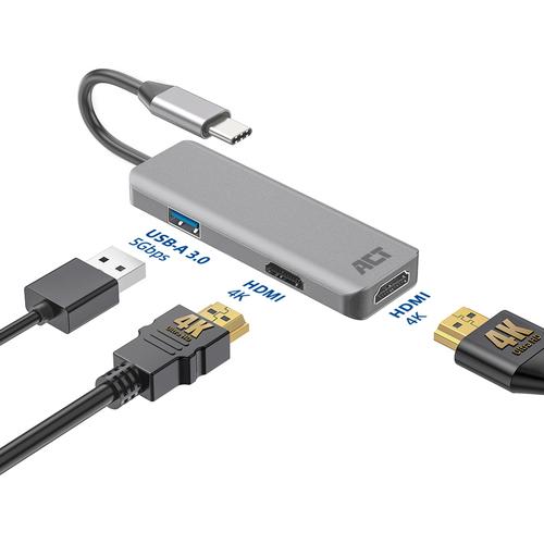 ACT USB-C 4K multiport adapter voor 2 HDMI schermen, USB-A datapoort - Image 4