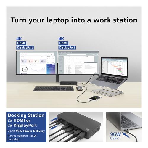 ACT USB-C Docking Station 4K, voor 2 HDMI of DisplayPort monitoren, DisplayLink - Image 5