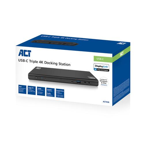 ACT USB-C Docking Station 4K, voor 2 of 3 HDMI/DisplayPort monitoren, DisplayLink - Image 9