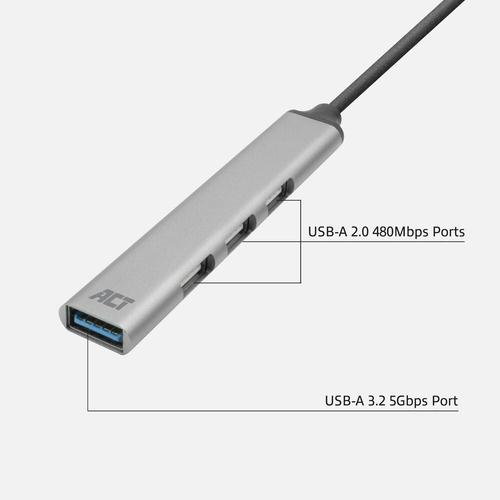 ACT USB-C hub, 3x USB-A 2.0 en 1x USB-A 3.0 - Image 3