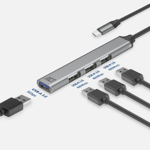 ACT USB-C hub, 3x USB-A 2.0 en 1x USB-A 3.0 - Image 4