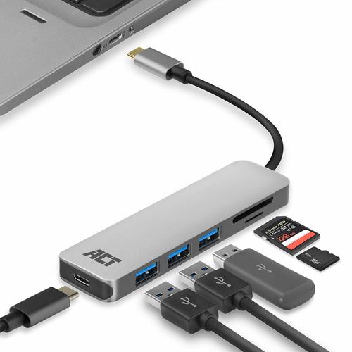 ACT USB-C hub 3.0, 3x USB-A, cardreader, PD pass-through - Image 7