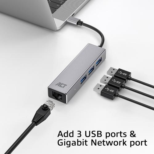ACT USB-C hub 3.0, 3x USB-A, Gigabit ethernet - Image 5
