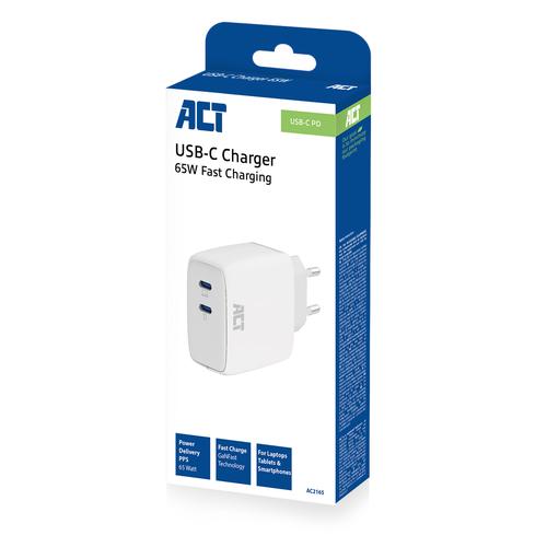 ACT USB-C Lader 65W 2-poorts met Power Delivery PPS en GaNFast - Image 2