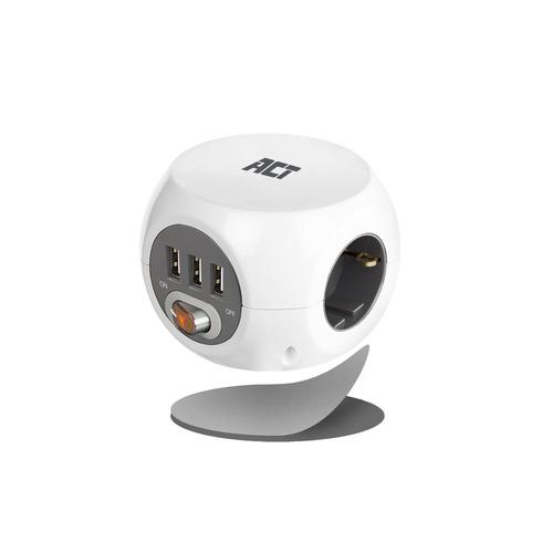 ACT Vierkante stekkerdoos (PDU) met 3 sockets type F, 3 USB-A poorten, 1,5m - Image 6