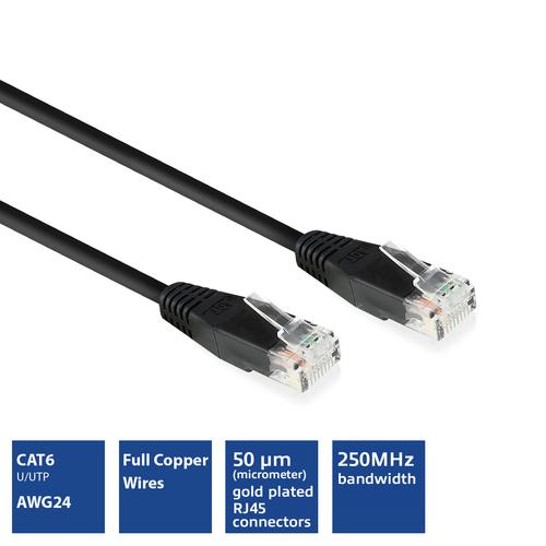 ACT Zwarte 3 meter U/UTP CAT6 patchkabel met RJ45 connectoren - Image 2