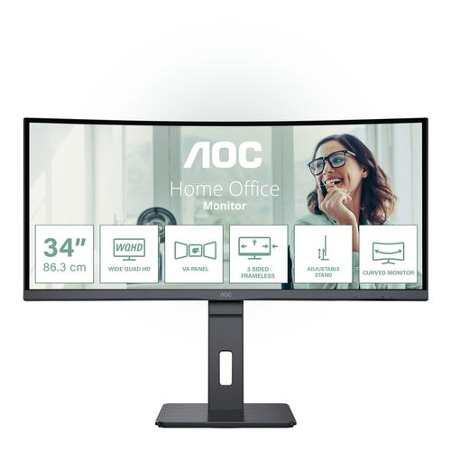 AOC CU34P3CV computer monitor 86,4 cm (34") 3440 x 1440 Pixels UltraWide Quad HD LED Zwart - Image 1