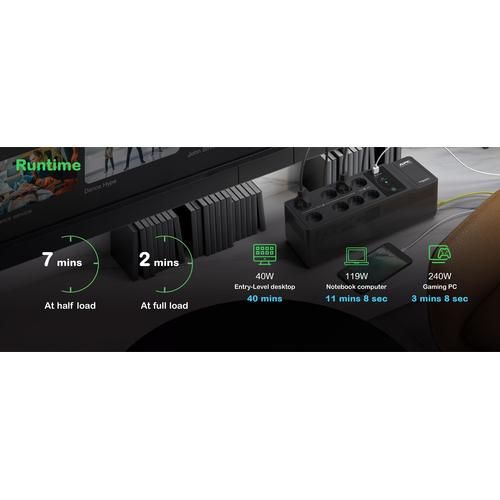 APC Back-UPS BE500G2-GR - Noodstroomvoeding 8x stopcontact, 500VA, 1 USB oplader, 1 USB datapoort - Image 8