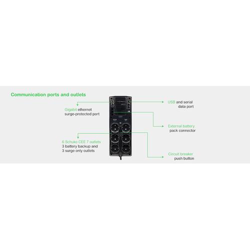 APC Back-UPS PRO BR1500G-GR - Noodstroomvoeding, 1500VA, 6x stopcontact, USB, uitbreidbare runtime - Image 3