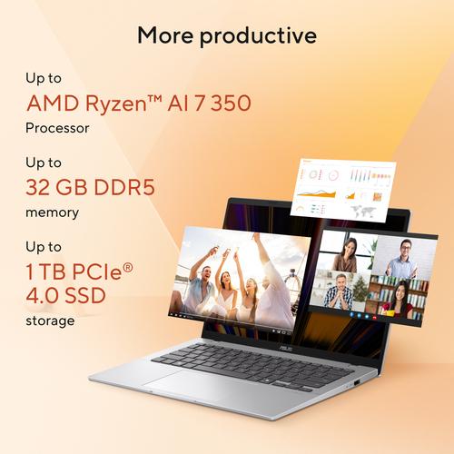 ASUS Vivobook 14 M1407KA-LY090W AMD Ryzen AI 5 340 Laptop 35,6 cm (14") WUXGA 16 GB DDR5-SDRAM 512 GB SSD Wi-Fi 6 (802.11ax) Windows 11 Home Nederlands Zilver - Image 9
