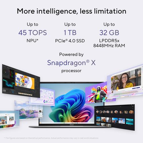 ASUS Vivobook S16 S3607QA-PL003W Qualcomm Snapdragon X1-26-100 Laptop 40,6 cm (16") 2.5K 16 GB LPDDR5x-SDRAM 512 GB SSD Wi-Fi 6E (802.11ax) Windows 11 Home Nederlands Grijs - Image 8