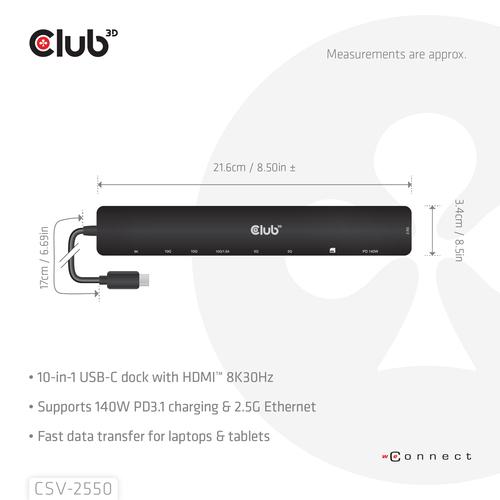 CLUB3D 10-1 Portable Dock USB Type-C® 10Gbps to HDMI™ 8K30Hz PD3.1 Max.140Watt - Image 5