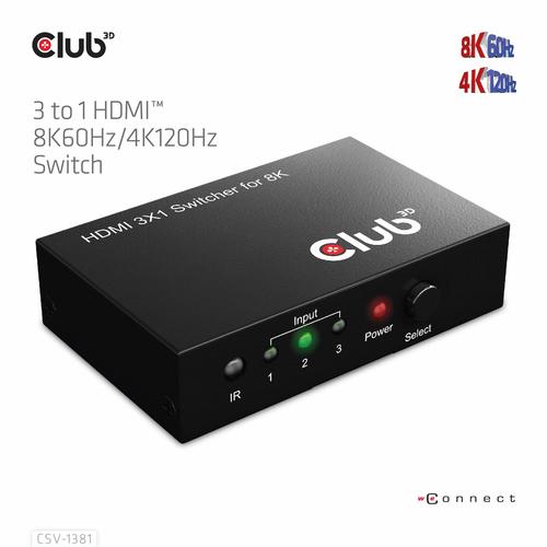 CLUB3D 3 to 1 HDMI™ 8K60Hz/4K120Hz Switch - Image 9
