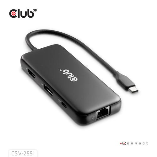 CLUB3D 8-1 Portable Dock USB Type-C® 10Gbps to HDMI™ and DisplayPort™ 8K30Hz PD Max.100Watt - Image 3